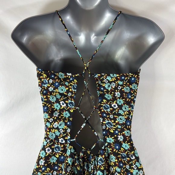 Volcom black, yellow, blue & white floral strappy Corset sundress SKU0581 - Picture 11 of 12